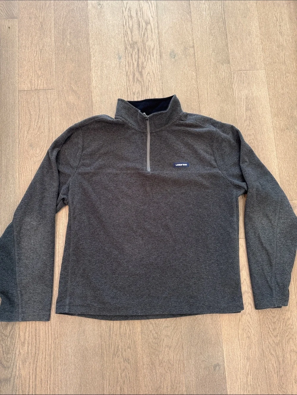 Lands’ End Fleece Quarter Zip Anyweather‎ Pullover Men’s XL High Collar Gray